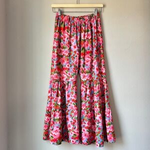 Rare Editions Pink Blooms Tiered Boho Palazzo Pants Pink Blue Size 16